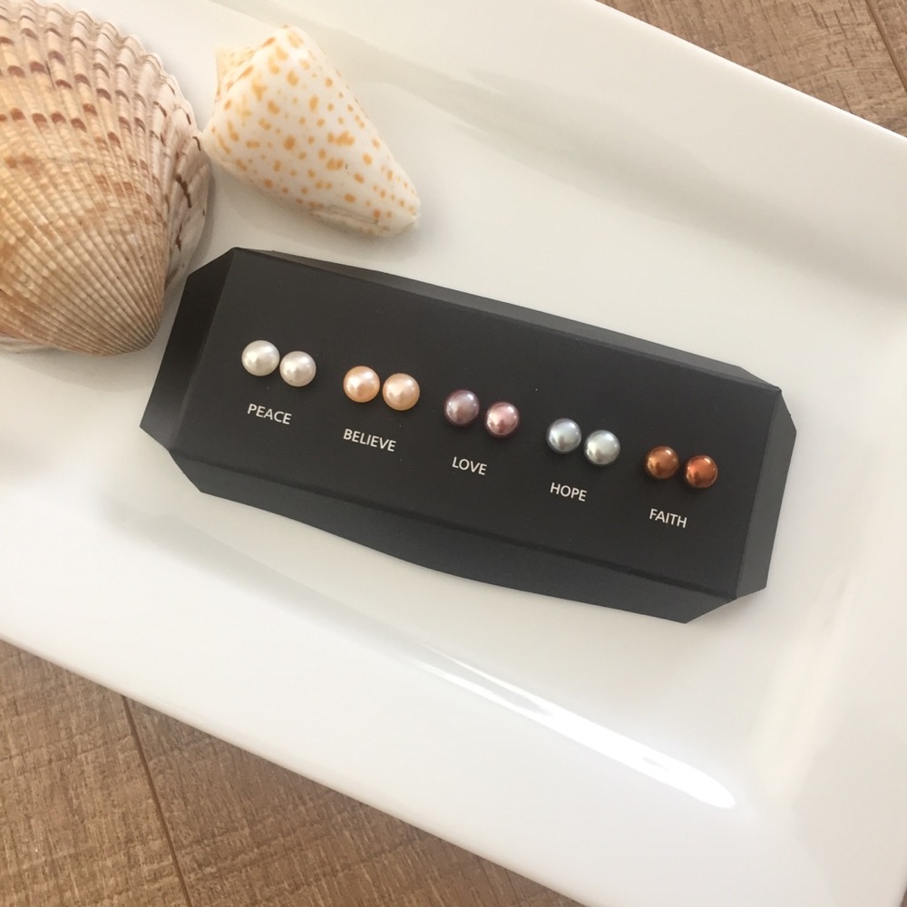 Pearl post earrings - set of 5!